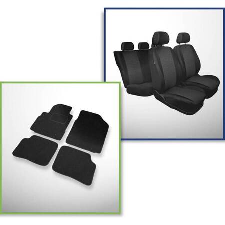 Set: vilt automatten (5 deuren) + op maat gemaakte autohoezen voor Toyota Yaris I Hatchback, Sedan (1999-2005) – Practic