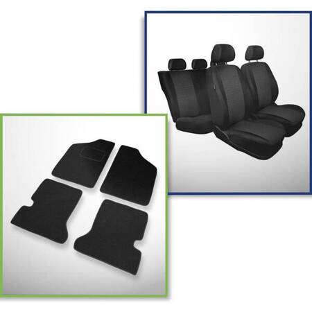 Set: vilt automatten + op maat gemaakte autohoezen voor Fiat Cinquecento Hatchback (1991-1998) – Practic - tweede zitrij - gedeelde zitting en rugleuning