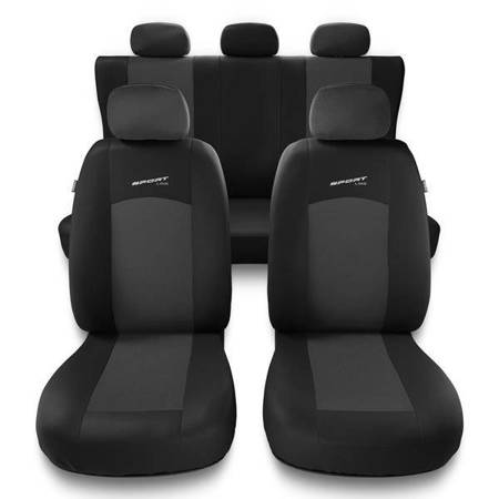 Universele autohoezen voor Audi A4 B5, B6, B7, B8, B9 (1995-....) - autostoelhoezen - autostoelbeschermer set - Auto-Dekor - Sport Line - donkergrijs