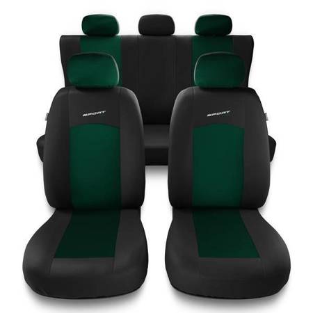 Universele autohoezen voor BMW 1 E82, E87, E88, F20, F21 (2004-2019) - autostoelhoezen - autostoelbeschermer set - Auto-Dekor - Sport Line - groen