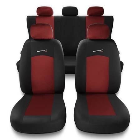 Universele autohoezen voor BMW 1 E82, E87, E88, F20, F21 (2004-2019) - autostoelhoezen - autostoelbeschermer set - Auto-Dekor - Sport Line - rood