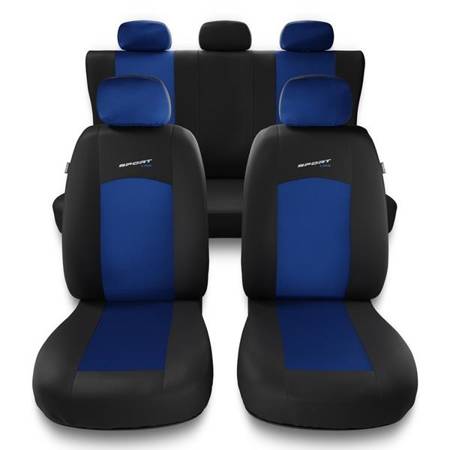 Universele autohoezen voor Seat Ibiza I, II, III, IV, V (1984-2019) - autostoelhoezen - autostoelbeschermer set - Auto-Dekor - Sport Line - blauw