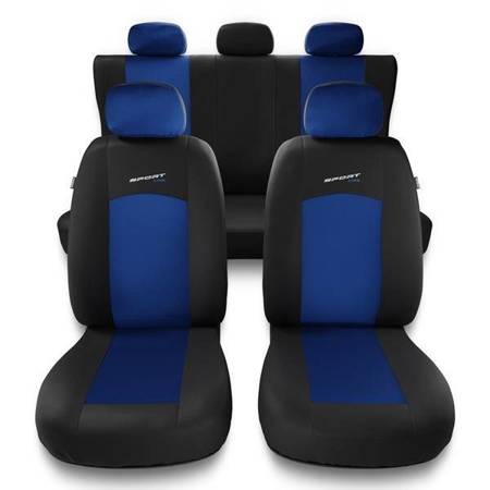 Universele autohoezen voor Volkswagen Passat B4, B5, B6, B7, B8 (1993-2019) - autostoelhoezen - autostoelbeschermer set - Auto-Dekor - Sport Line - blauw