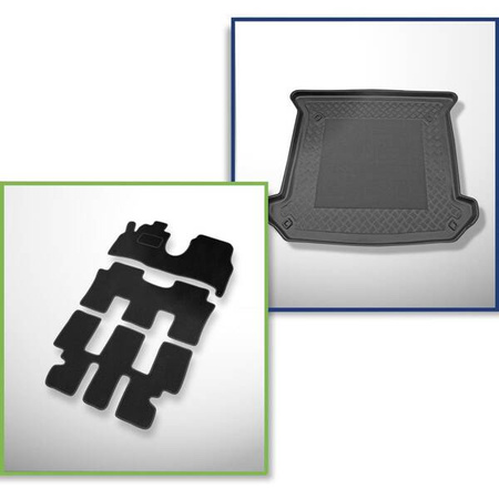 Set: velours automatten + kofferbakmatten voor Citroen C8 (2002-06.2014) 5 deuren - Standard