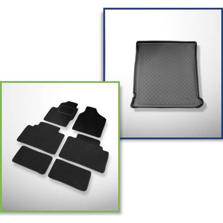 Set: velours automatten + kofferbakmatten voor Ford Galaxy I (1995-2000) 5 deuren - Guardliner - 5/7 zitplaatsen; derde zitrij verwijderd